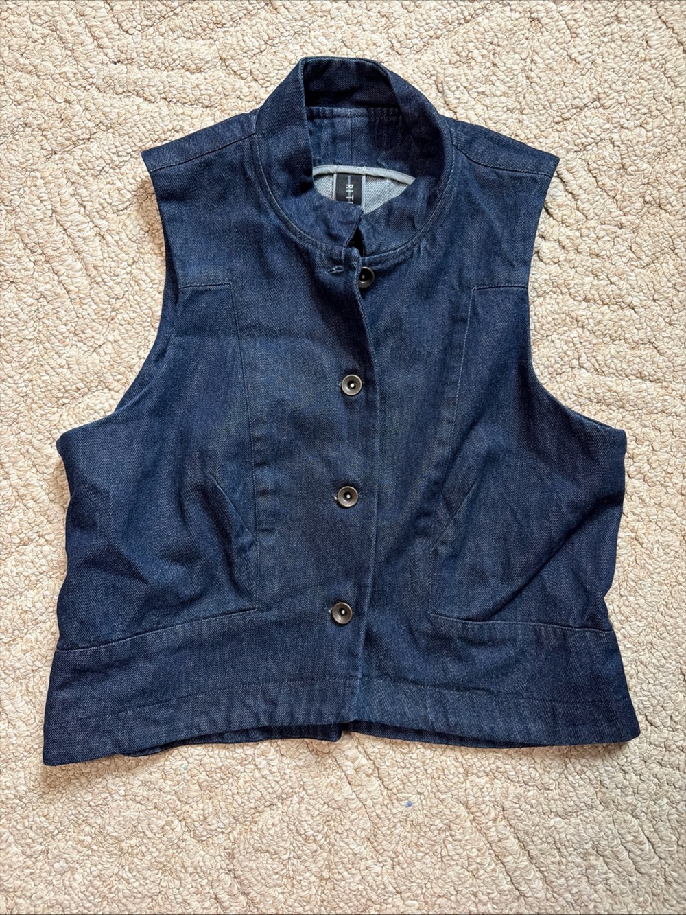 Dark Blue Denim Sleeveless Vest